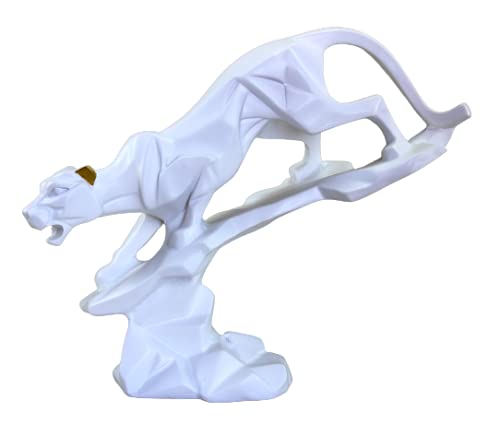 eSplanade Resin White Panther Sculpture Statue Figurine Showpiece | Statement Decorative Item Home Decor - 9.5" Inches (Length)