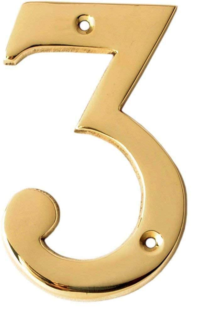 eSplanade 4" Brass House Hotel Door Number Plaque Numeric Numerical Digit 0-9