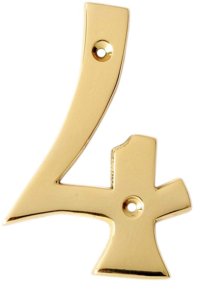 eSplanade 4" Brass House Hotel Door Number Plaque Numeric Numerical Digit 0-9