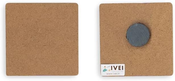 IVEI DIY MDF Wood Sheet Craft Magnet - Plain MDF Fridge Magnet Blanks Cutouts - Magnets for Painting Wooden Sheet Craft, Decoupage, Resin Art Work & Decoration (3in - Square (Set of 10))