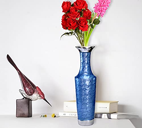 Metal Flower Vase Flower Pot Holder - Decorative Showpiece - Home D?©cor - Blue - 16" Inches