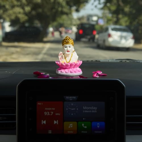 ESPLANADE Murti for Car Dashboard – Ashirwad Idol for Home Temple, Office Décor – Resin Figurine (Sai Baba)
