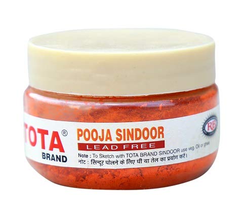 Tota Sindoor for Pooja, Tilak, Hanumanji and Ganesh ji Puja| 100% Lead Free | Pack of 4 (20gm x 4) | Colour, Orange