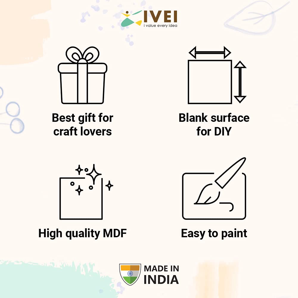 IVEI DIY Wood Sheet Craft - MDF Cutouts Bunting/Toran - Scallop Painting MDF Wooden Sheet Craft - 6pcs for Decoupage MDF Plains, Resin Art Work & Decoration