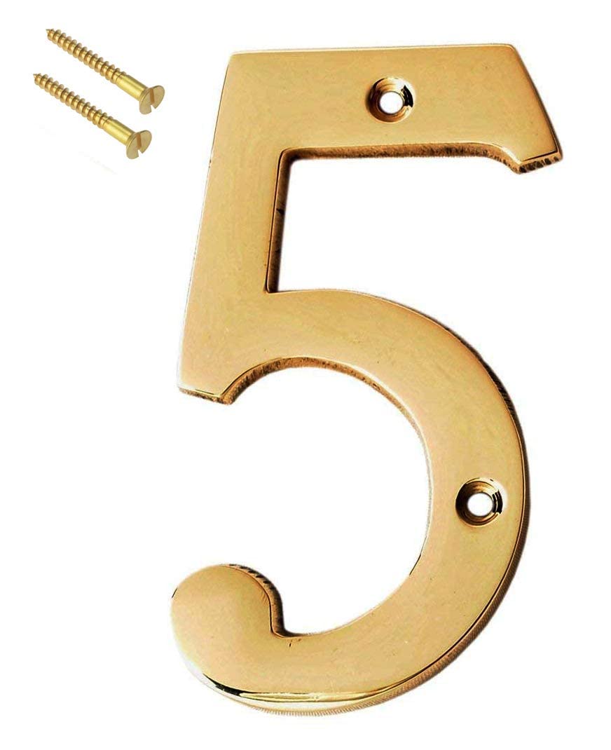 eSplanade 4" Brass House Hotel Door Number Plaque Numeric Numerical Digit 0-9