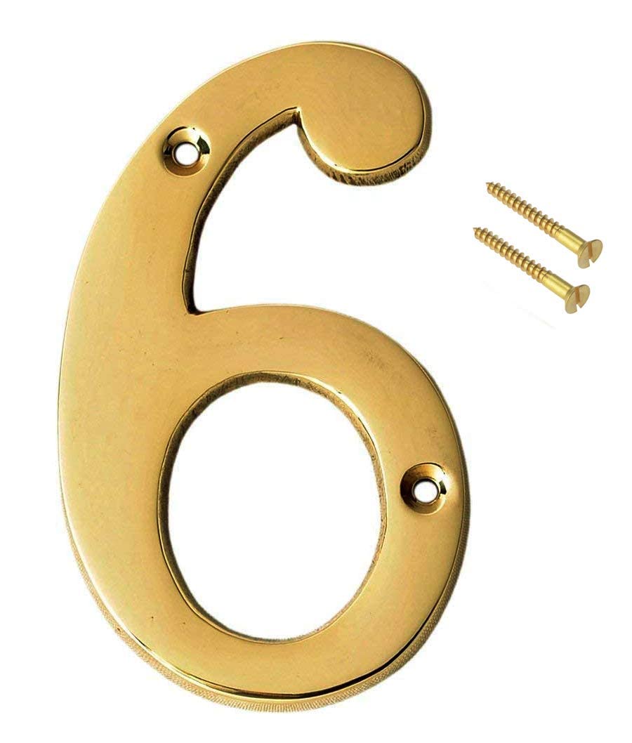 eSplanade 4" Brass House Hotel Door Number Plaque Numeric Numerical Digit 0-9