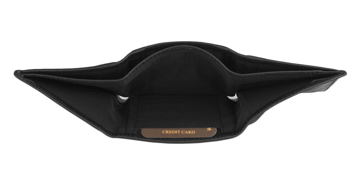 HORNBULL Men's Genuine Leather Leather Black Tri Fold RFID Blocking Wallet