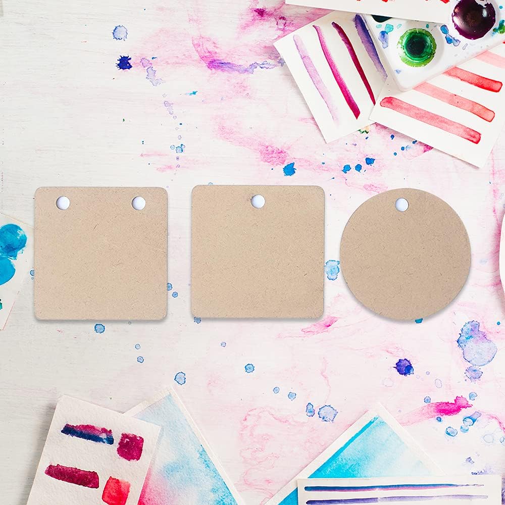 IVEI DIY MDF Shaped Pendants -MDF Cutouts Pendants - Plain, Primer MDF Blanks Pendant Cutouts - for Painting Wooden Sheet Craft, Decoupage, Resin Art Work & Decoration