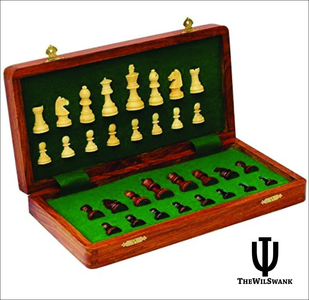 10 x 10 Inch Premium Foldable Magnetic Chess Set with Free Chess Bag and Strategy Guide Book (How to Play Chess)