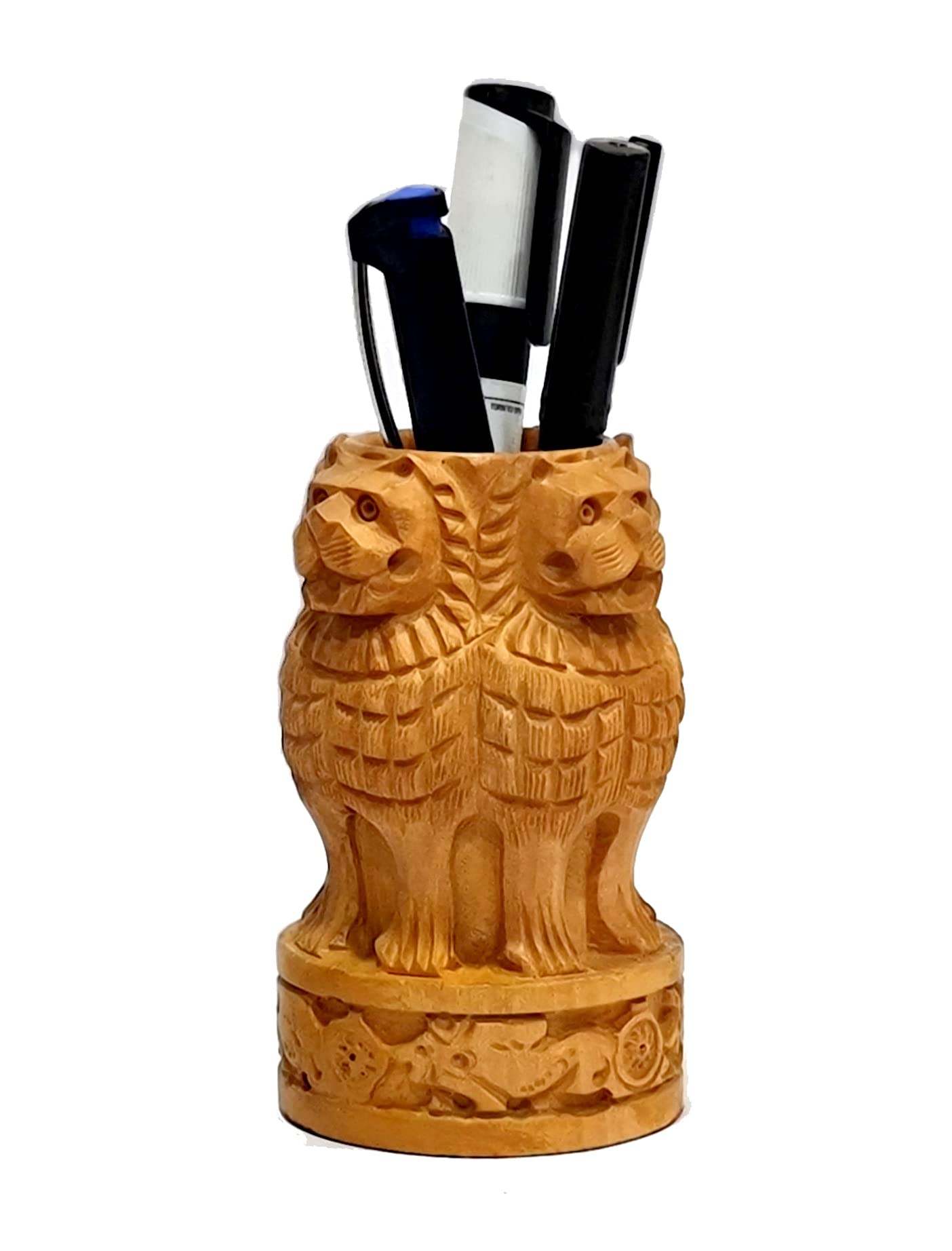 eSplanade Wooden Ashok Stambh/Ashoka Stambh (Stoop) Pillar | National Emblem India Memento Statue Showpiece - Gift for Home Decorative, Office, Table Decoration