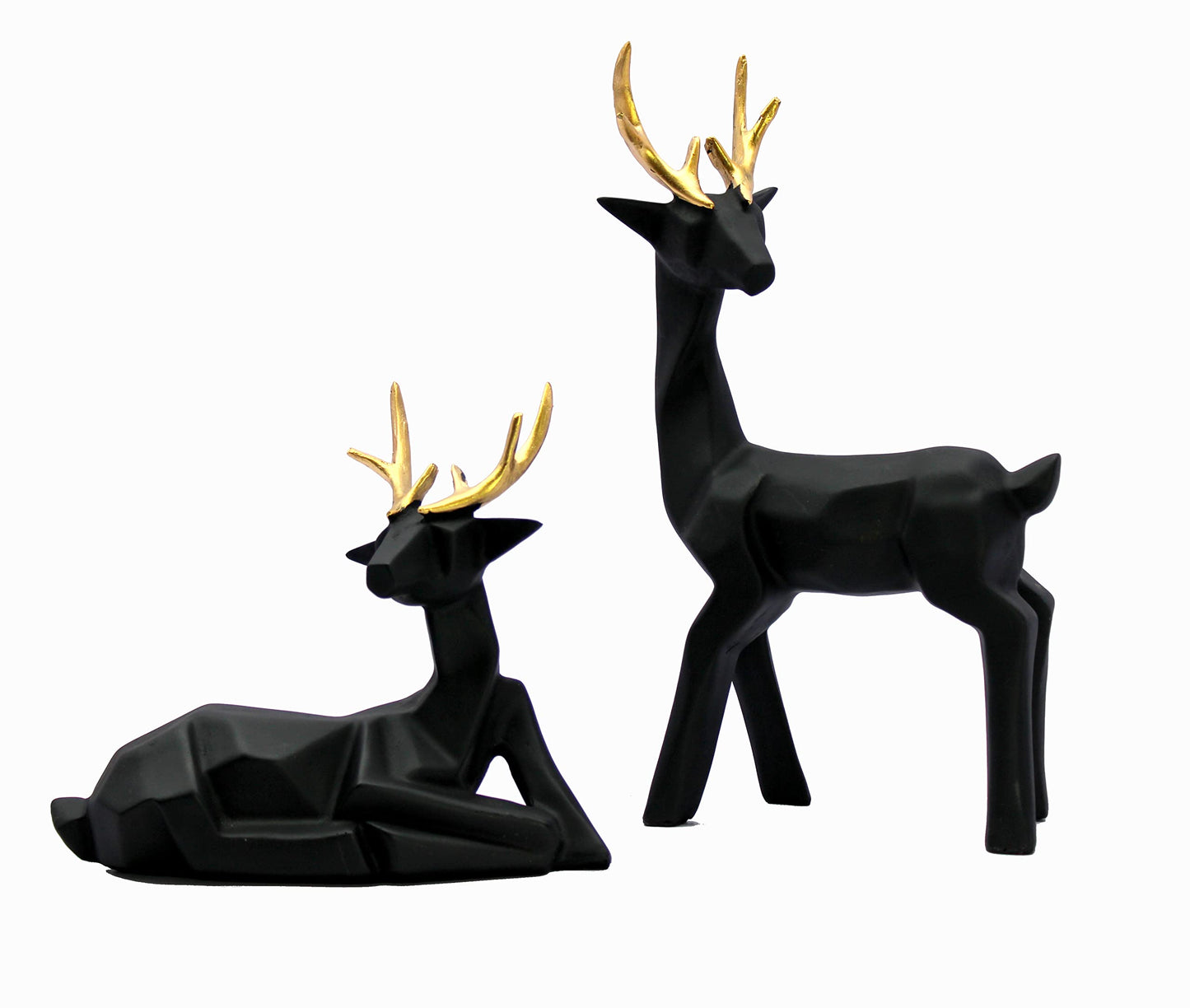eSplanade Deer/Antelope Pair - Sculpture Showpiece | Decorative Items - Home Decor | Brass - 8" & 7.5" Inches - Brown, Black