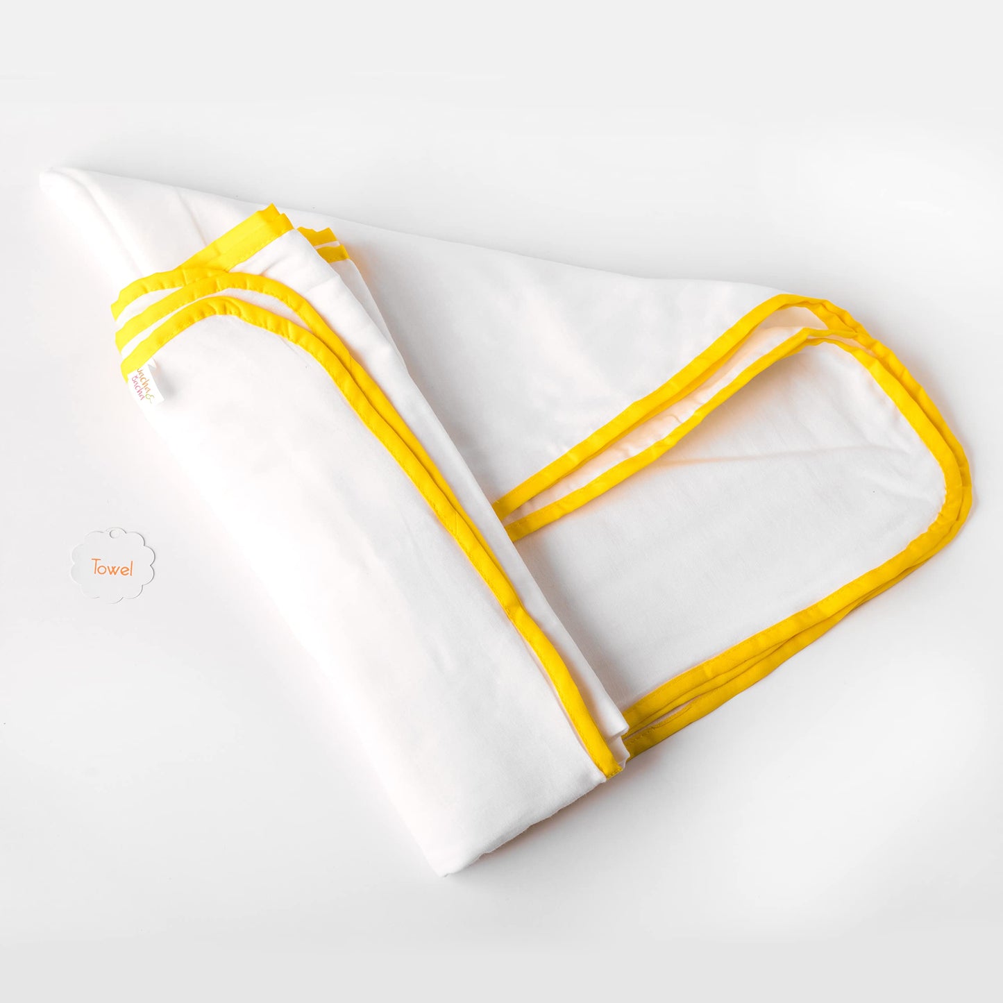 Jacha & Bacha Pure Soft Cotton Dhoti Towels for Babies/Kids Set of 2 Towels-Yellow (Blue) | Light Weight Towels for Kids | Travel Friendly Bath Towels for Children