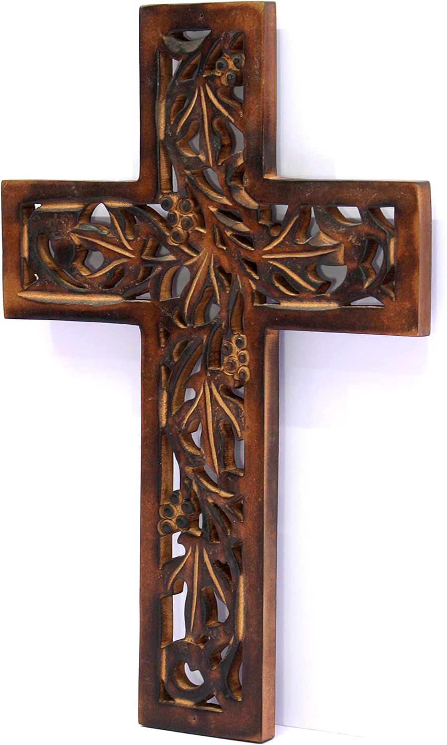eSplanade Jesus Christ Cross Catholic Wooden Crucifix for Wall, Church Chapel | Home Decor | Wood - 12.25" Inches - Brown