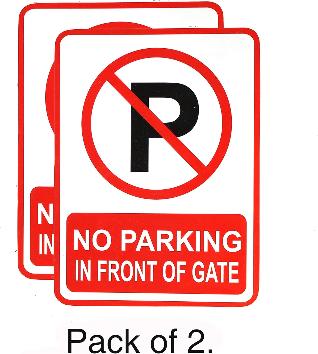 eSplanade No Parking in Front of Gate Sign Red & White Sticker Decal - Easy to Mount Weather Resistant Long Lasting Ink (Size 7.5"x5.5")