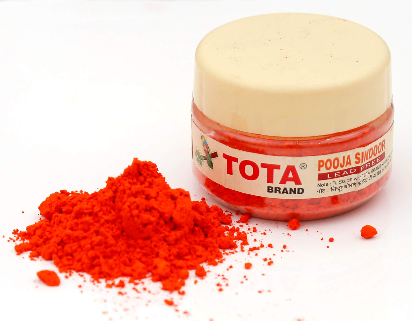 Tota Sindoor for Pooja, Tilak, Hanumanji and Ganesh ji Puja| 100% Lead Free | Pack of 4 (20gm x 4) | Colour, Orange