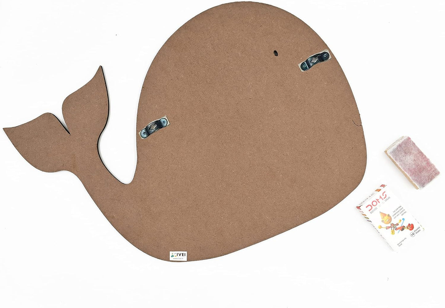 IVEI Wooden Whale Shaped Black Board for Kids - Mini Black Slate Board for Kids' Learning - Chalkboard for Decoration - Kids Black Board with Chalk & Duster for Drawing & Writing (10 Chalks)