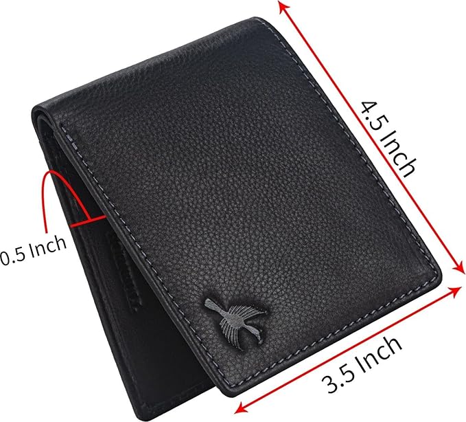 HORNBULL Men's Stylist Black Genuine Leather Wallet with RFID Protection | Branded Gift Wallet for Men