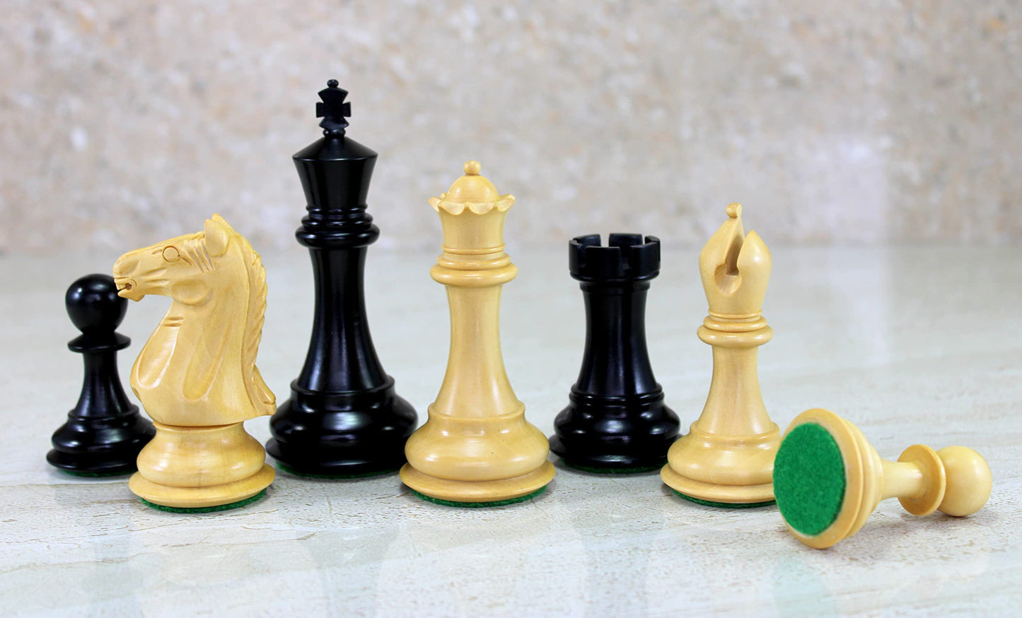 StonKraft Staunton Style Wooden Chess Pieces Chessmen Chess Coins (4" King with Extra queens)