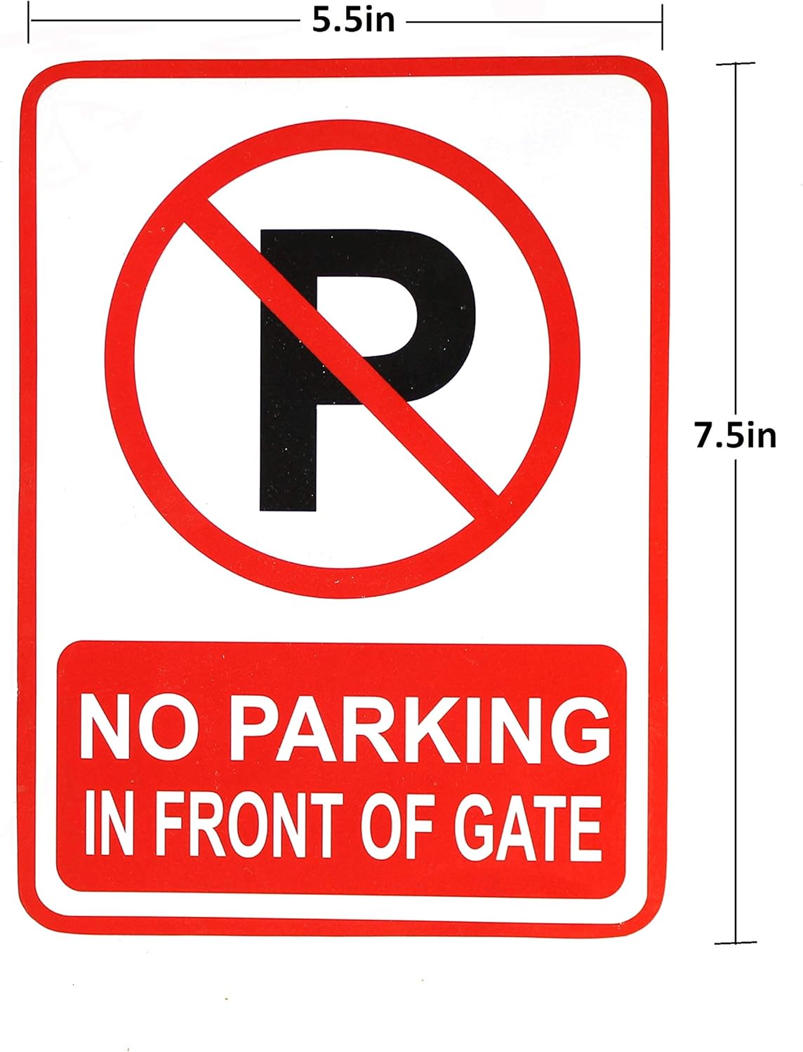 eSplanade No Parking in Front of Gate Sign Red & White Sticker Decal - Easy to Mount Weather Resistant Long Lasting Ink (Size 7.5"x5.5")