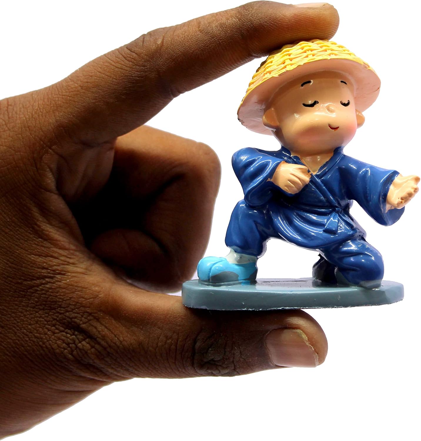eSplanade Resin Baby Buddha Monk Statues - Set of 4 | Feng Shui Monk Figurine Showpieces | Home Décor - Car Dashboard | Multicolour - 2" Inches (Small)
