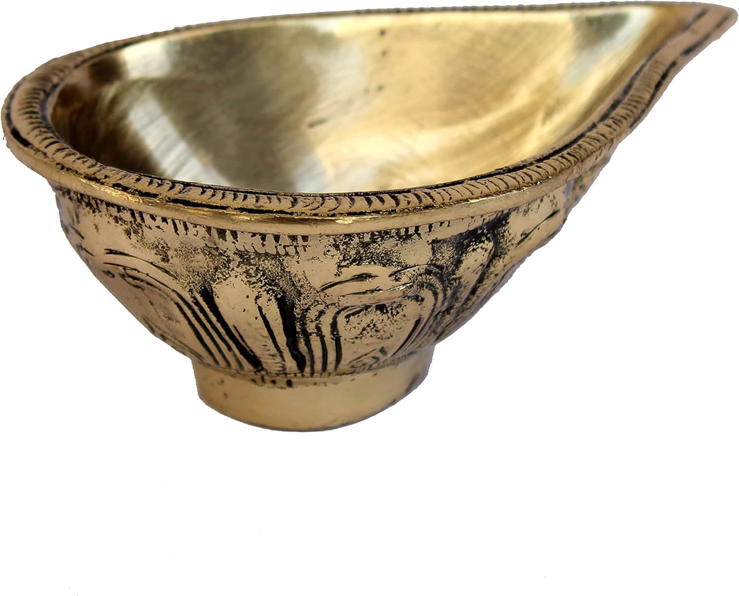Brass Diya Deepam Oil Lamp Kuthu Vilakku | Home Decor | Golden - 4.5" Inches Length (4.5" Inch)