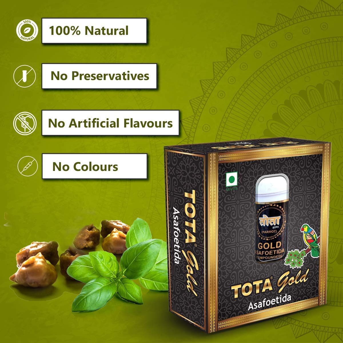 Tota Gold 100% Pure Hing Crystals - 14gm | Gluten Free Inguva Powder - Tazaki Asfotedia Whole - Combo Pack of 2 Heeng Pure