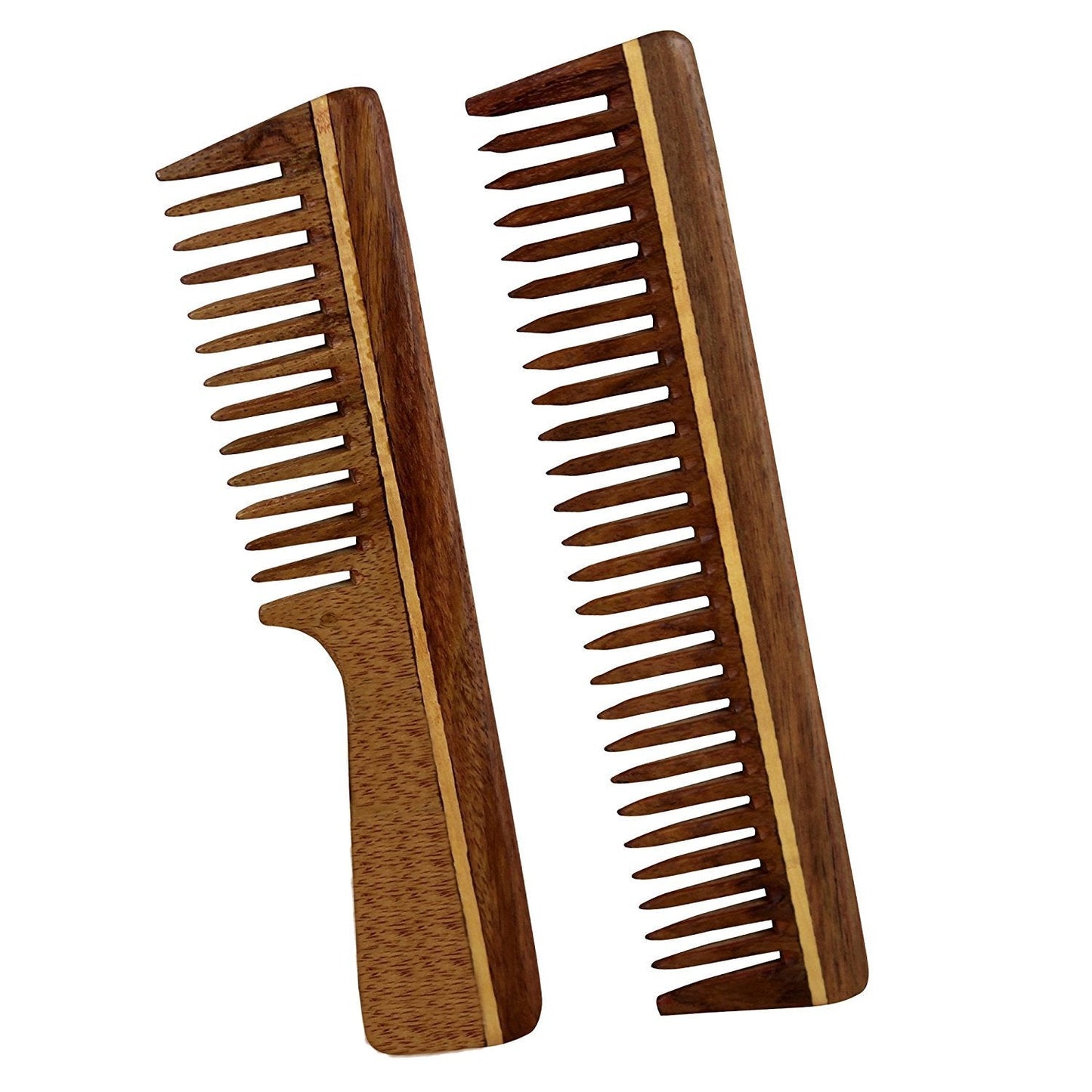 RoyaltyRoute Professional Hair Comb, Set of 2 - Handmade Rosewood - Anti Dandruff, Non-Static and Eco-friendly