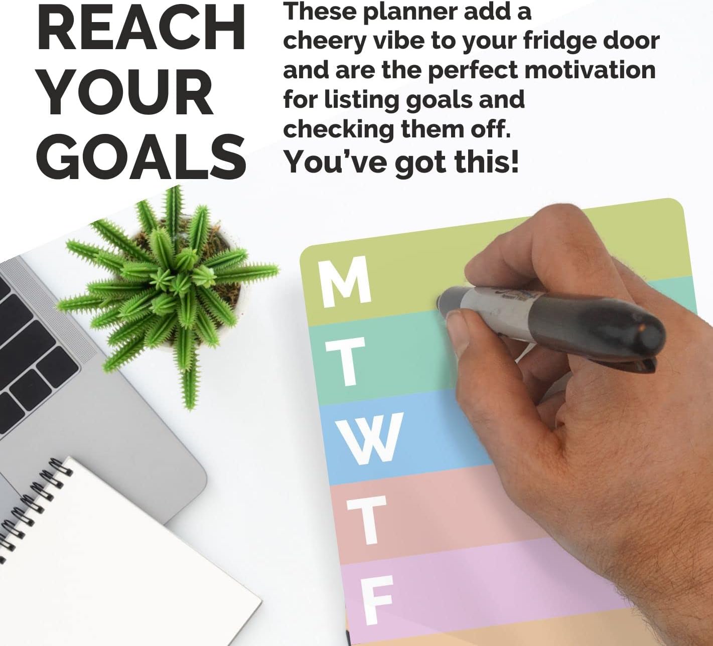 XOXOMags Mini Fridge Magnet Write-Erase Planner Board - for Daily and Weekly Tasks, Meal Planner, Organizer, Shopping Checklists for Home and Office (Rainbow Week)