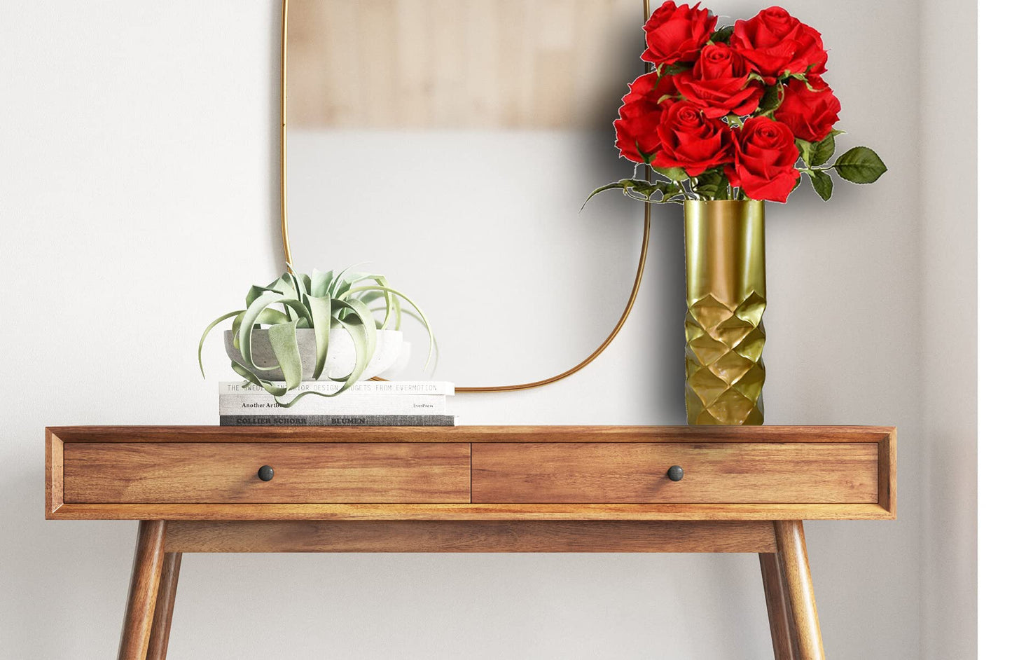 eSplanade Metal Flower Vase Flower Pot Holder Decorative Showpiece - Home Decor - Golden - 11" Inches