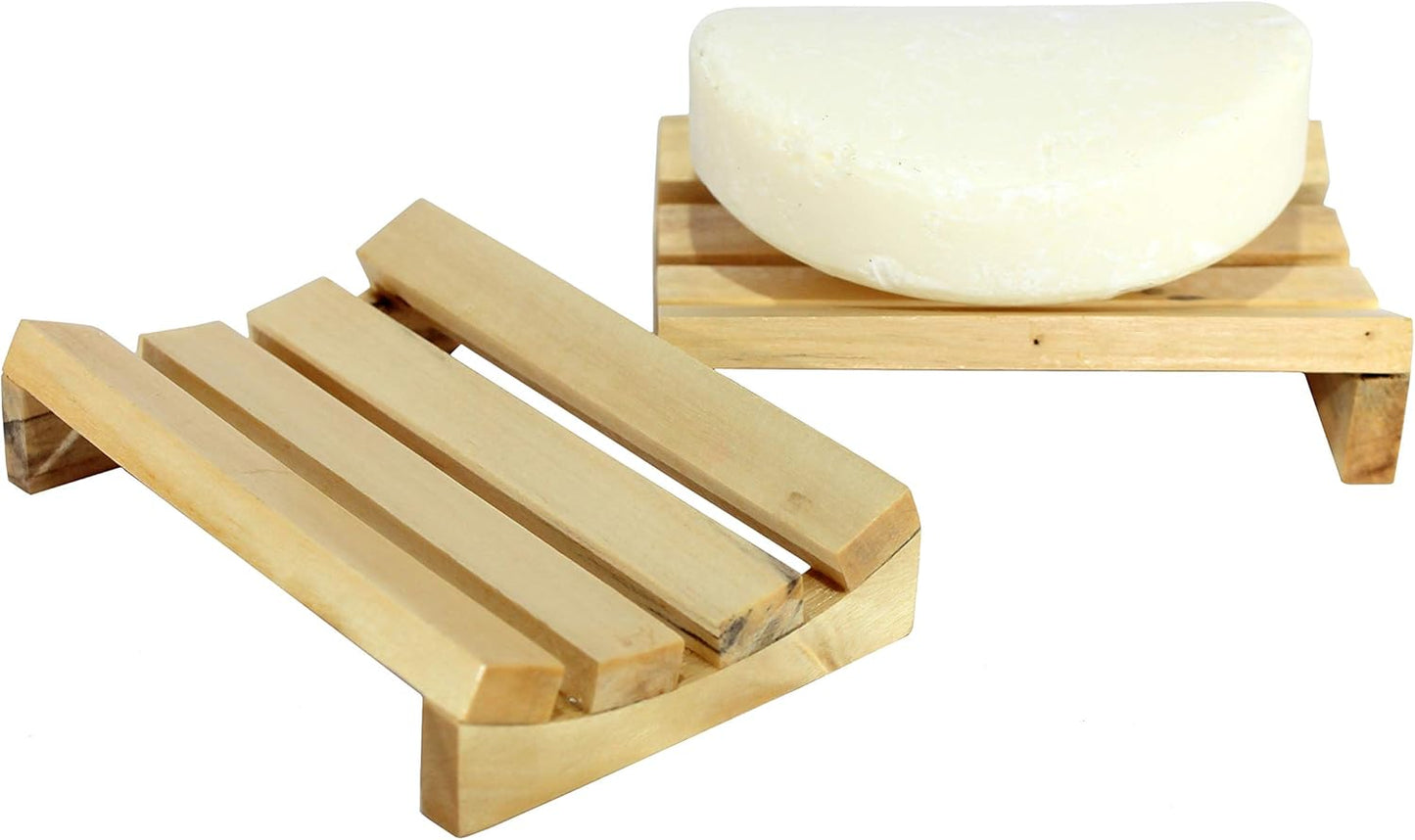 KLEO - Natural Wooden Soap Holder Soap Dish (Set of 2)
