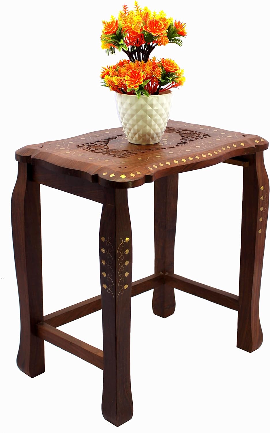 eSplanade Wooden Engraved Table Set Coffee Table for Living Room Drawing Room Dining Room - Set of 2