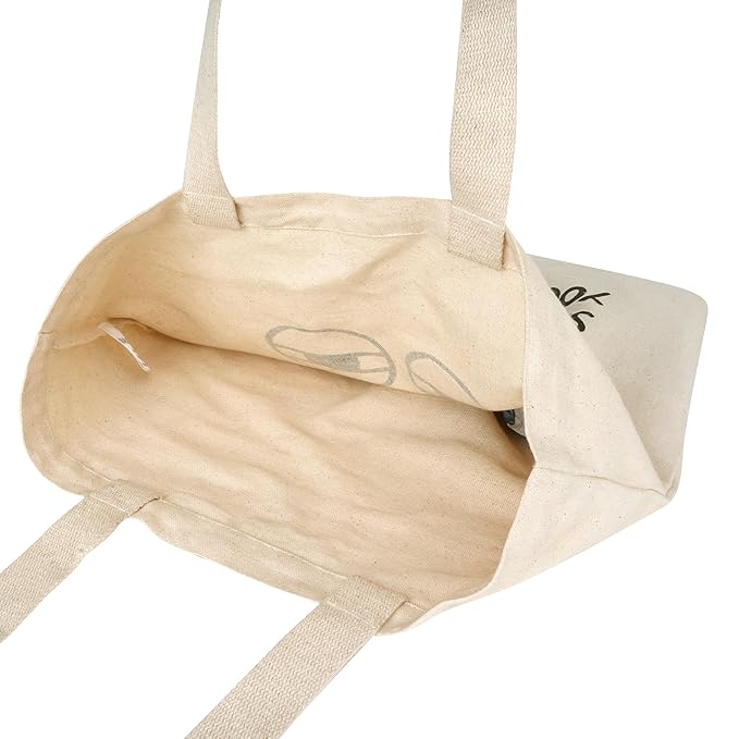 SKAPADORO Tote Bag 100% Cotton, Natural Ecofriendly Basic Canvas Bag for Travel, College, Beach, Shopping, Grocery, Vegetable Bag - Sun/Beach; Judging Plastic Bag & Origami Design