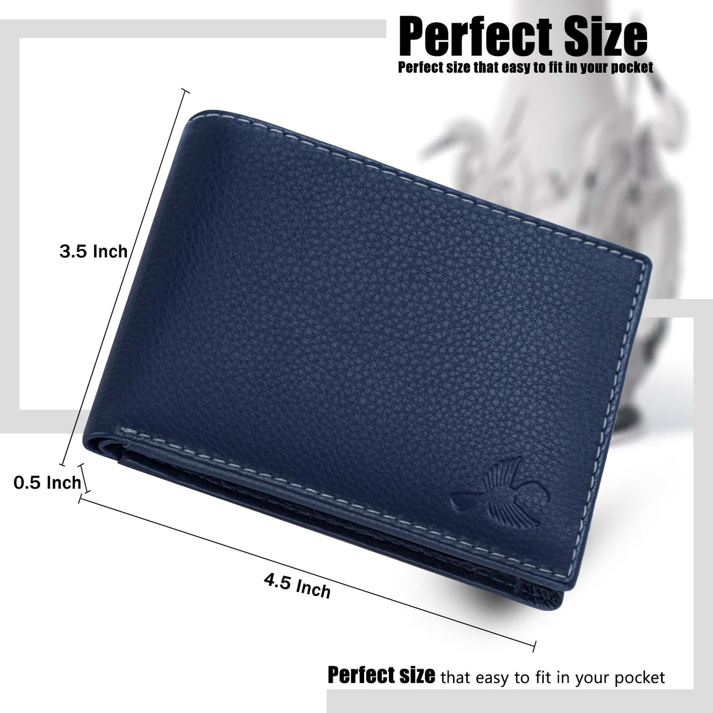 HORNBULL Maddison Mens Navy Genuine Leather Wallet | Elegant and Stylist Wallet with RFID Blocking | Gift Wallets for Men