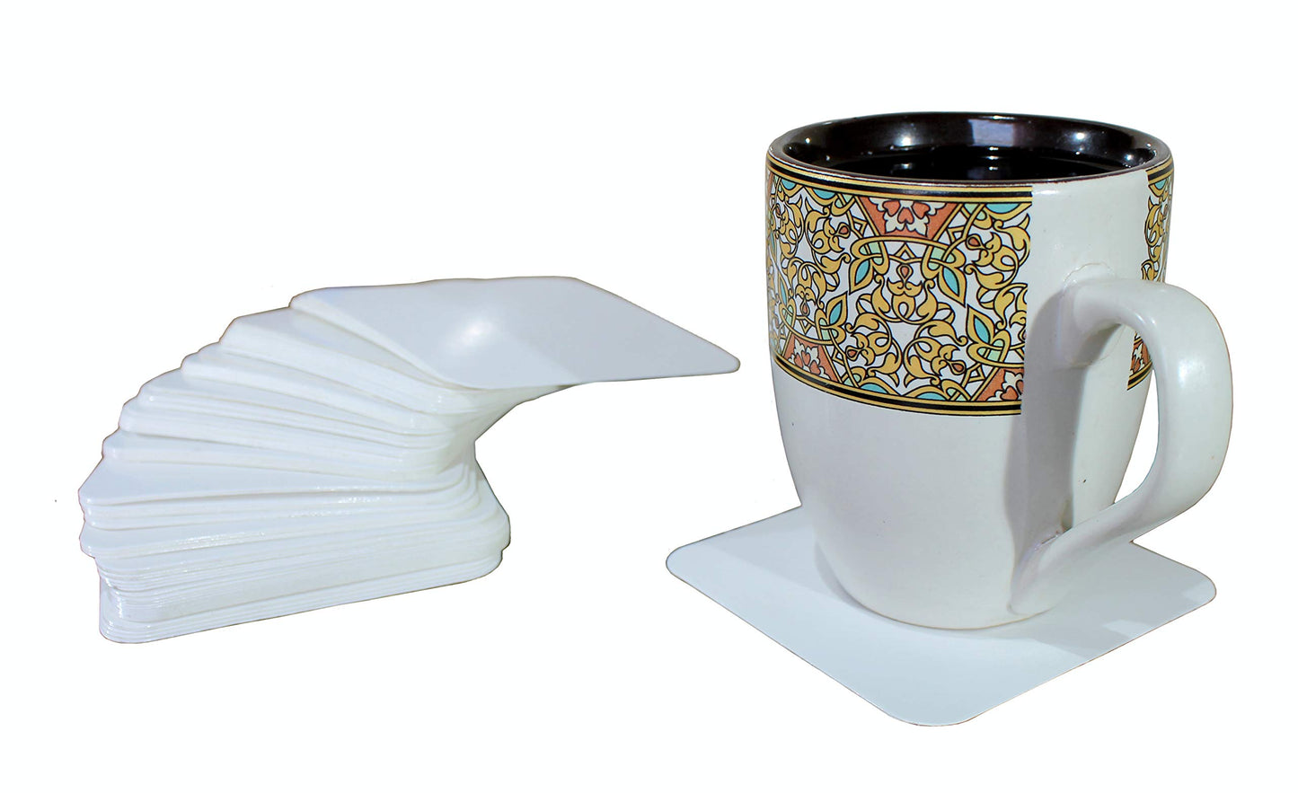 eSplanade Disposable Paper Coasters - Use and Throw Reversible Round Paper Coasters - Set of 100 - White