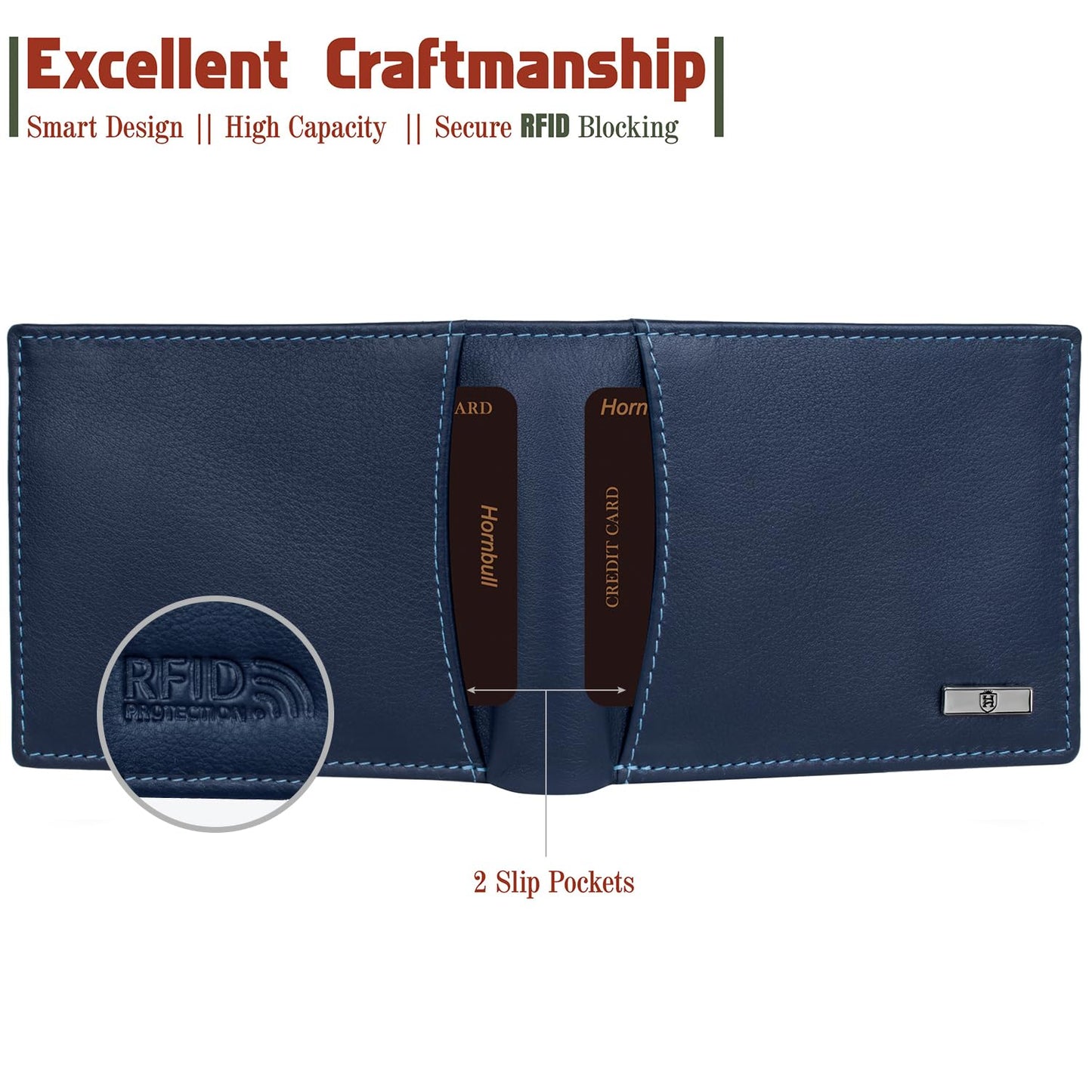 HORNBULL Gift Hamper for Men | Navy Wallet and Brown Belt Mens Combo Gift Set | Leather Wallets for Men | Men's Wallet BW69181