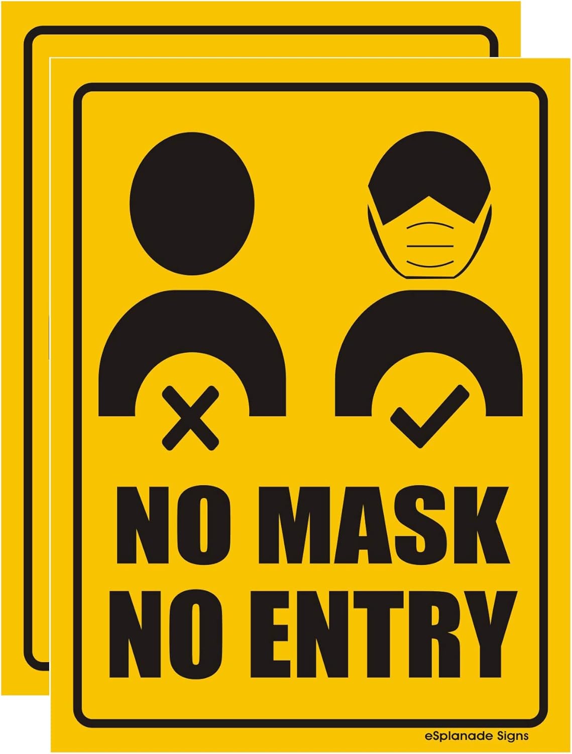 eSplanade No Mask No Entry Sign Sticker Decal - Easy to Mount Weather Resistant Long Lasting Ink Size (8" x 6")