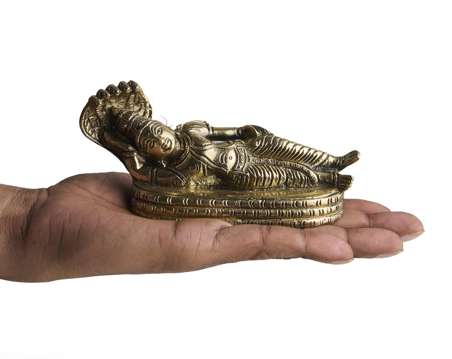 ESPLANADE Brass Vishnu Murti Resting on Sheshnag, Padmanabhaswamy Narayan God Idol, Handmade Heavy Brass Statue, Pooja Mandir Idol, Gift for Home Décor