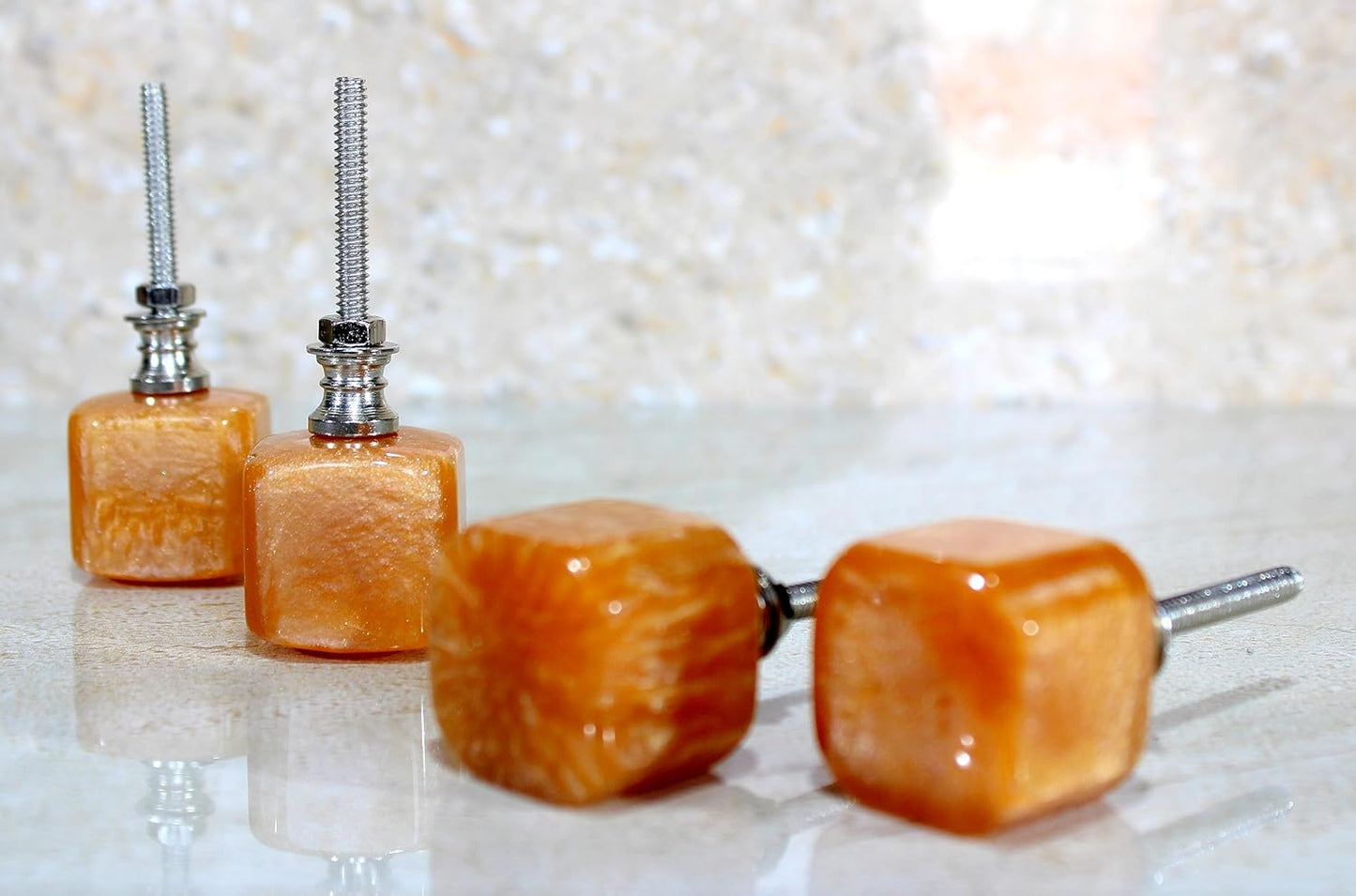 eSplanade Cupboard Drawer Door Acrylic Knobs - Set of 4 | Drawer Handles Cupboard Pulls Almirah Hooks | Acrylic Plastic - Diameter 4 cms (Orange)