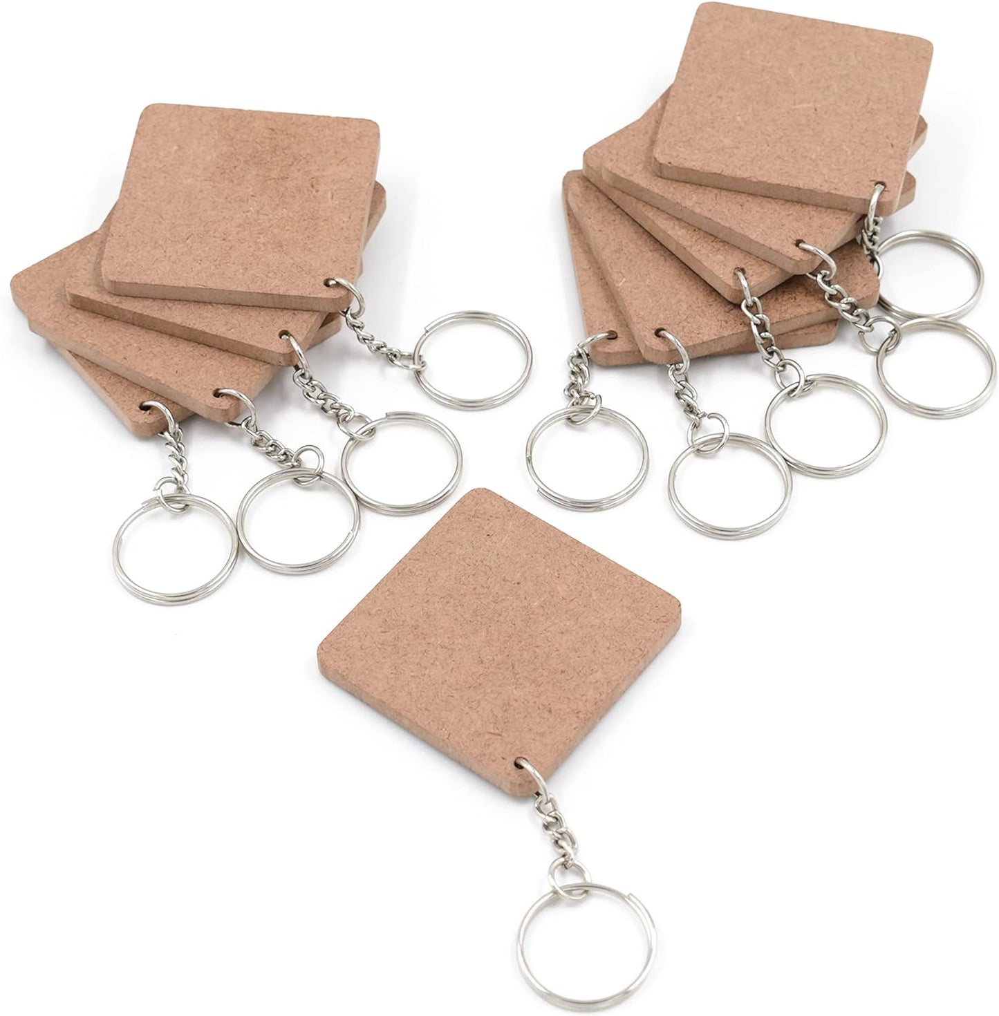 IVEI DIY MDF Key Chains Wood Sheet Craft - MDF Plain Square Shaped Key Chains for Painting Wooden Sheet Craft - Set of 20-2 in X 2 in for Decoupage MDF Plains, Resin Artwork & Decoration (Multi-shaped)