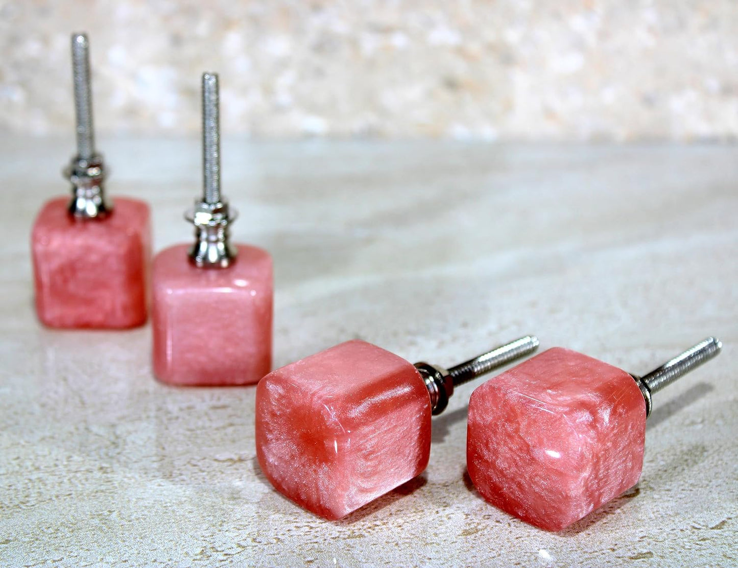eSplanade Cupboard Drawer Door Acrylic Knobs - Set of 4 | Drawer Handles Cupboard Pulls Almirah Hooks | Acrylic Plastic - Diameter 4 cms (Pink)