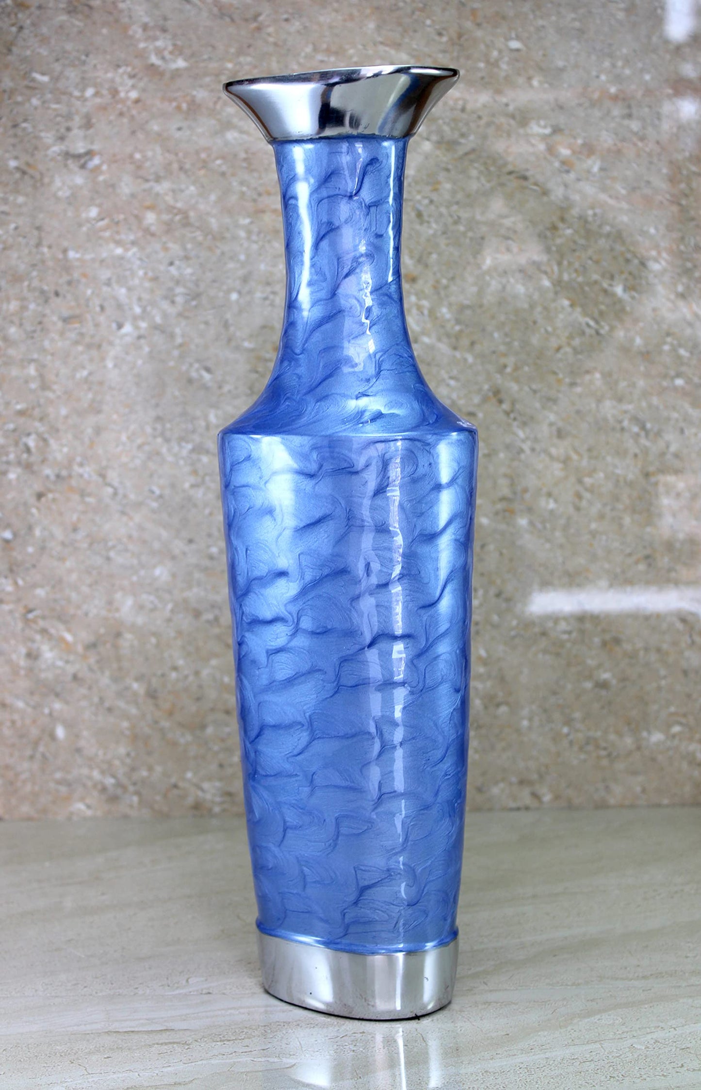 Metal Flower Vase Flower Pot Holder - Decorative Showpiece - Home D?©cor - Blue - 16" Inches