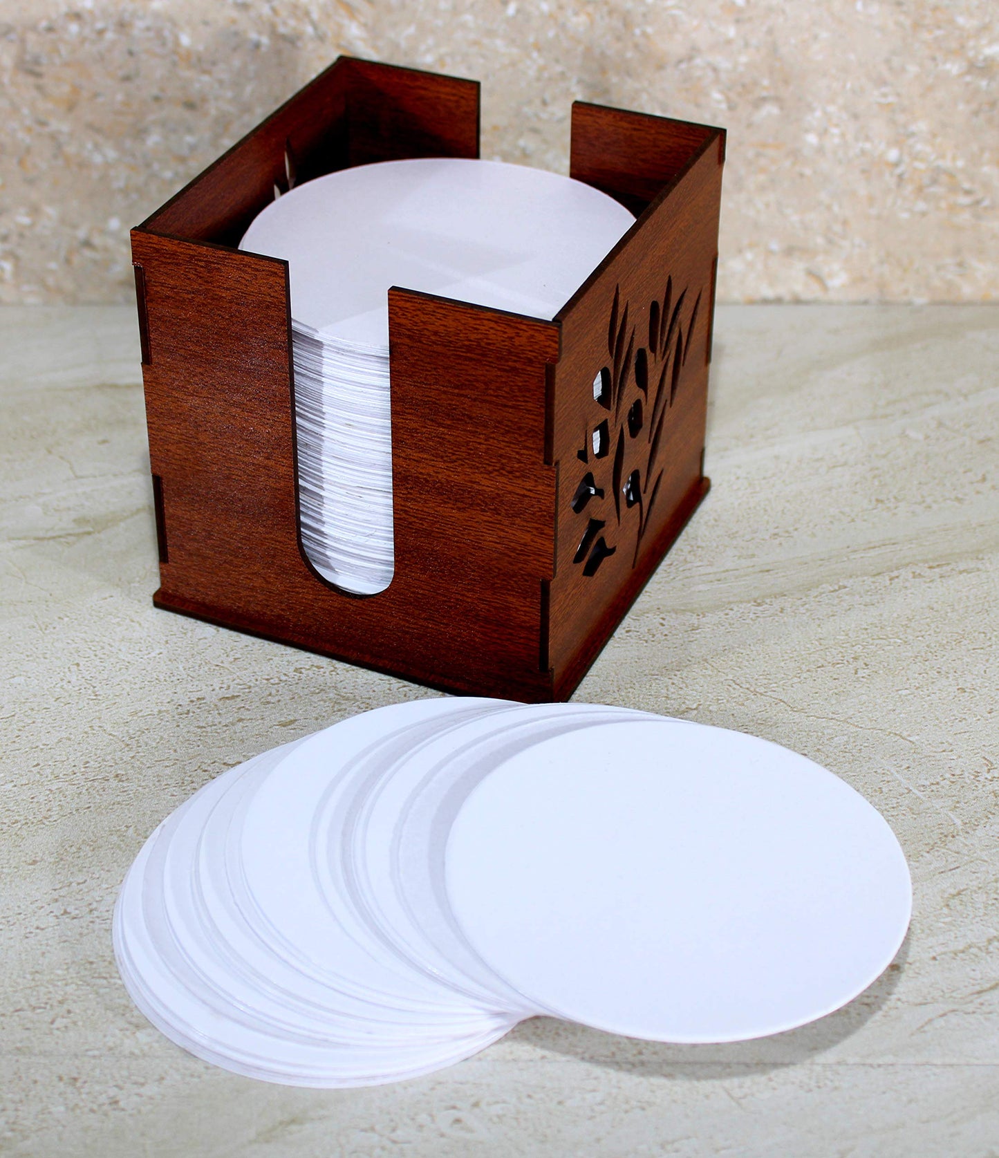 eSplanade Disposable Paper Coasters - Use and Throw Reversible Round Paper Coasters - Set of 100 - White