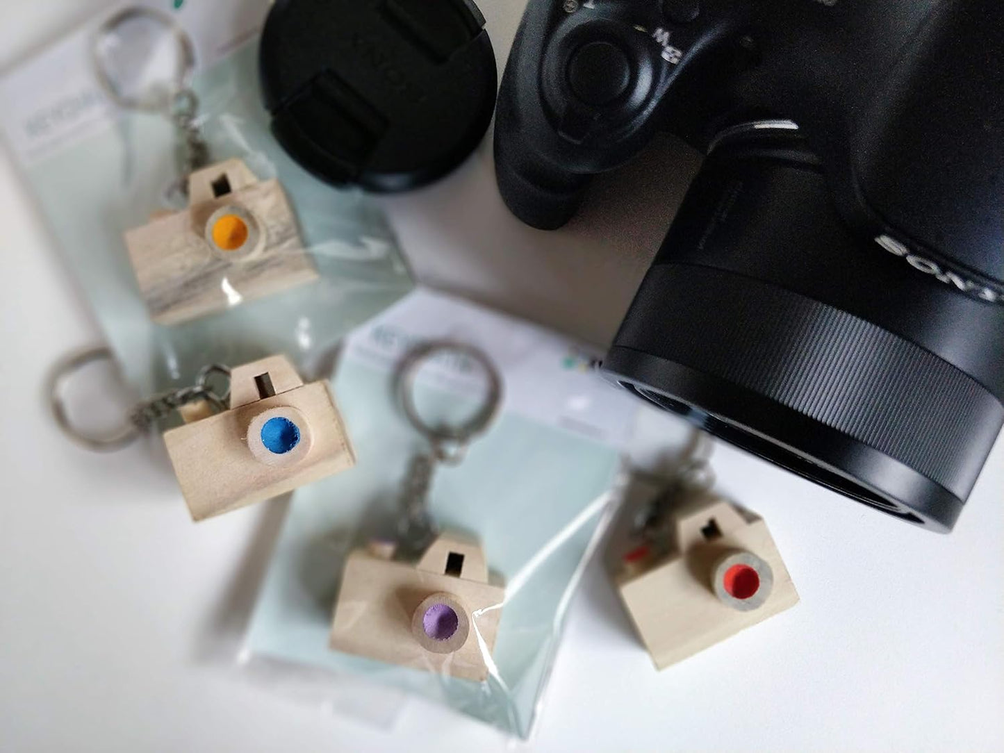 IVEI Wooden Turtle/Camera Key Ring - Set of 3 /Key Chains/Bag Charms/ Party Favors