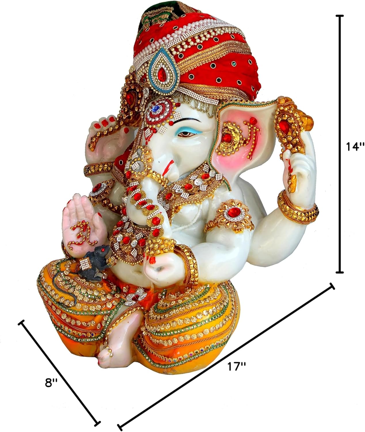 eSplanade Resin Ganesh Ganesha Ganpati Murti Idol Statue Sculpture - Big Size | Pooja idols | Home Decor - 17" Inches - Multi