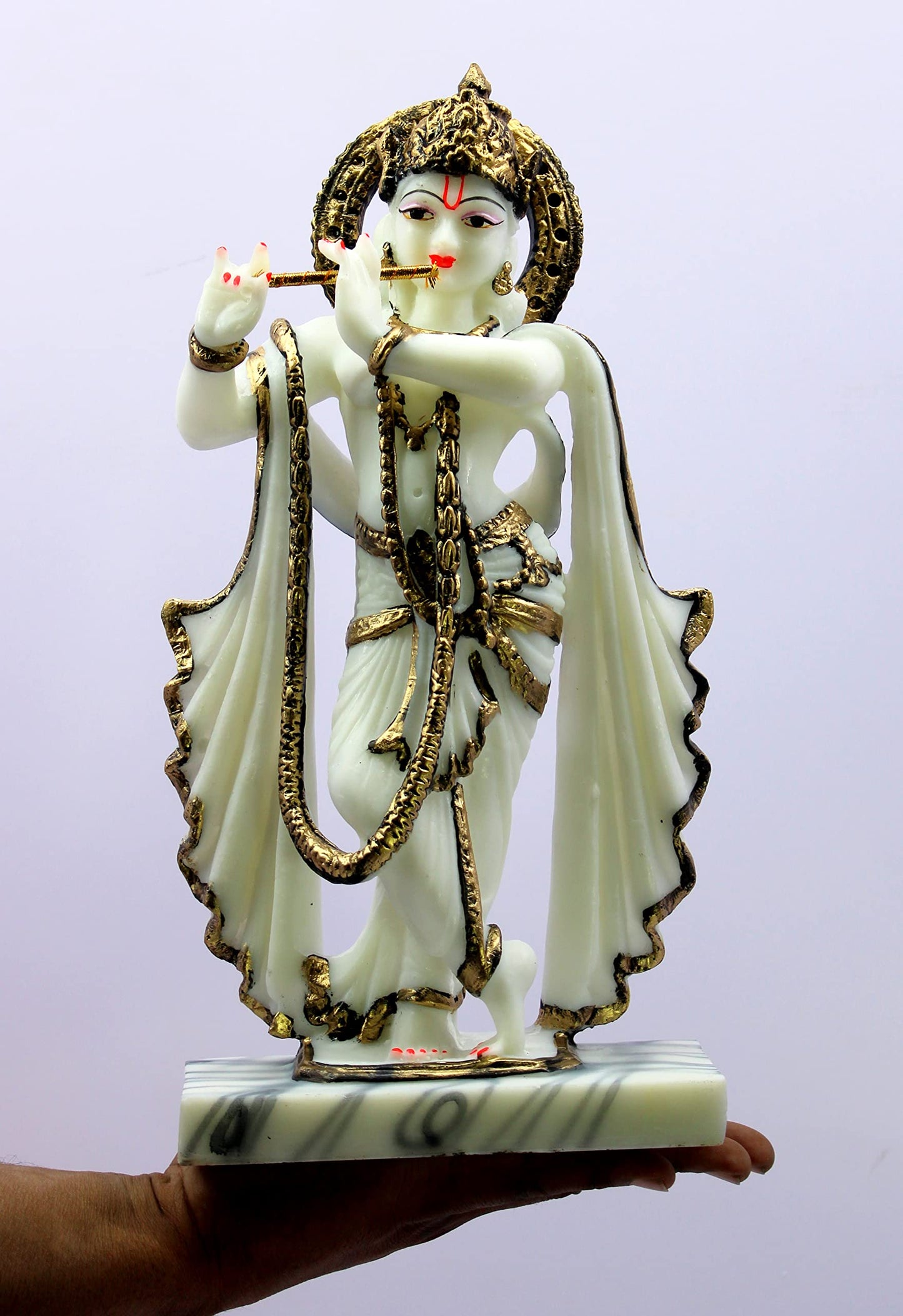 eSplanade Krishna Kishan Murti Idol Statue Sculpture | Home Decor | Resin - 14.25" Inches - White