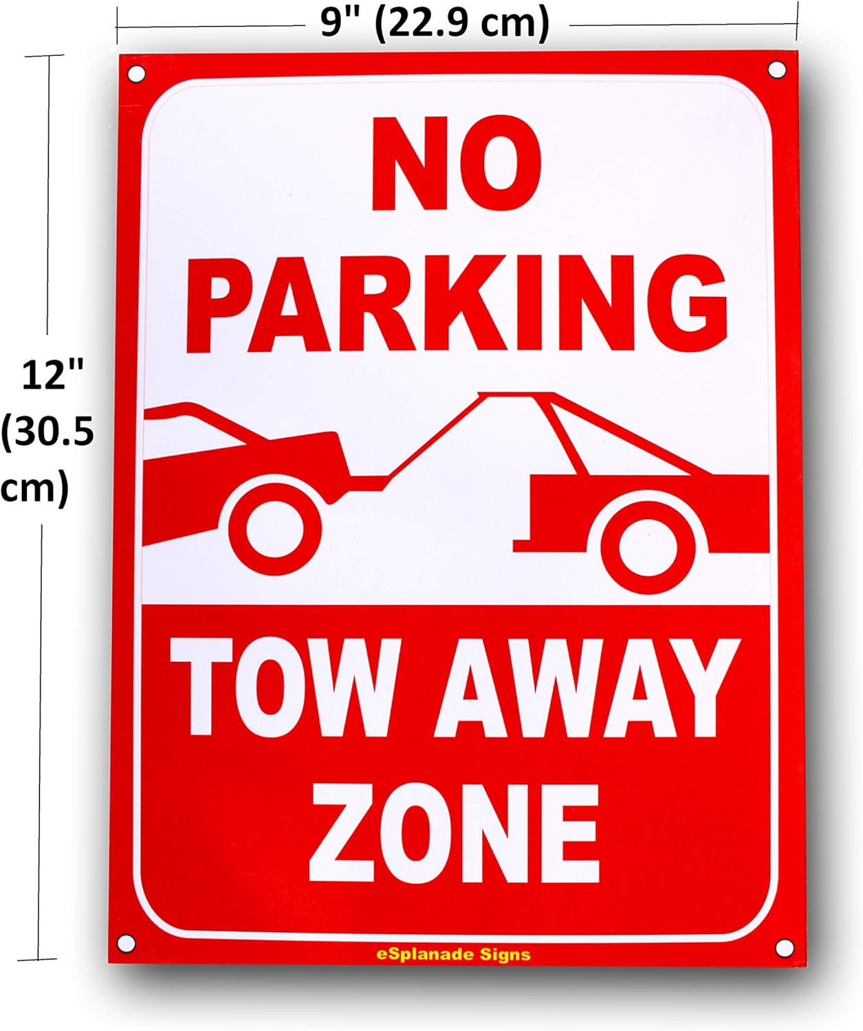 eSplanade No Parking Sign Tow Away Zone Sticker Decal - Easy to Mount Weather Resistant Long Lasting Ink (Size -12"x9")