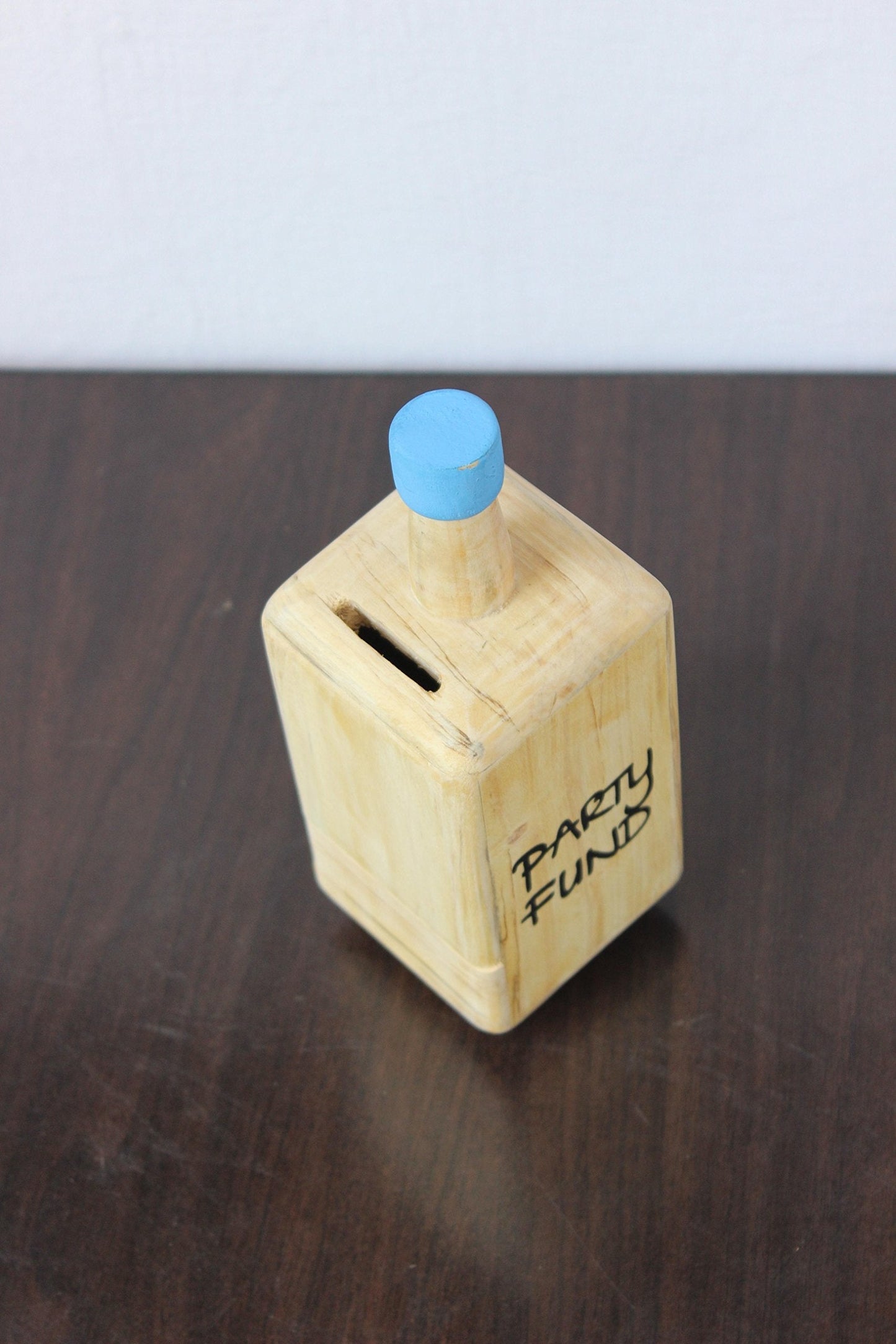 IVEI Wooden Piggy Bank Bottle Shaped Money Box - Piggy Bank for Adults - Handmade Wooden Coin Bank for Party Fund - Money Storage Box - Wooden Money Bank - Wooden Piggy Bank with Lock - Orange & Yellow