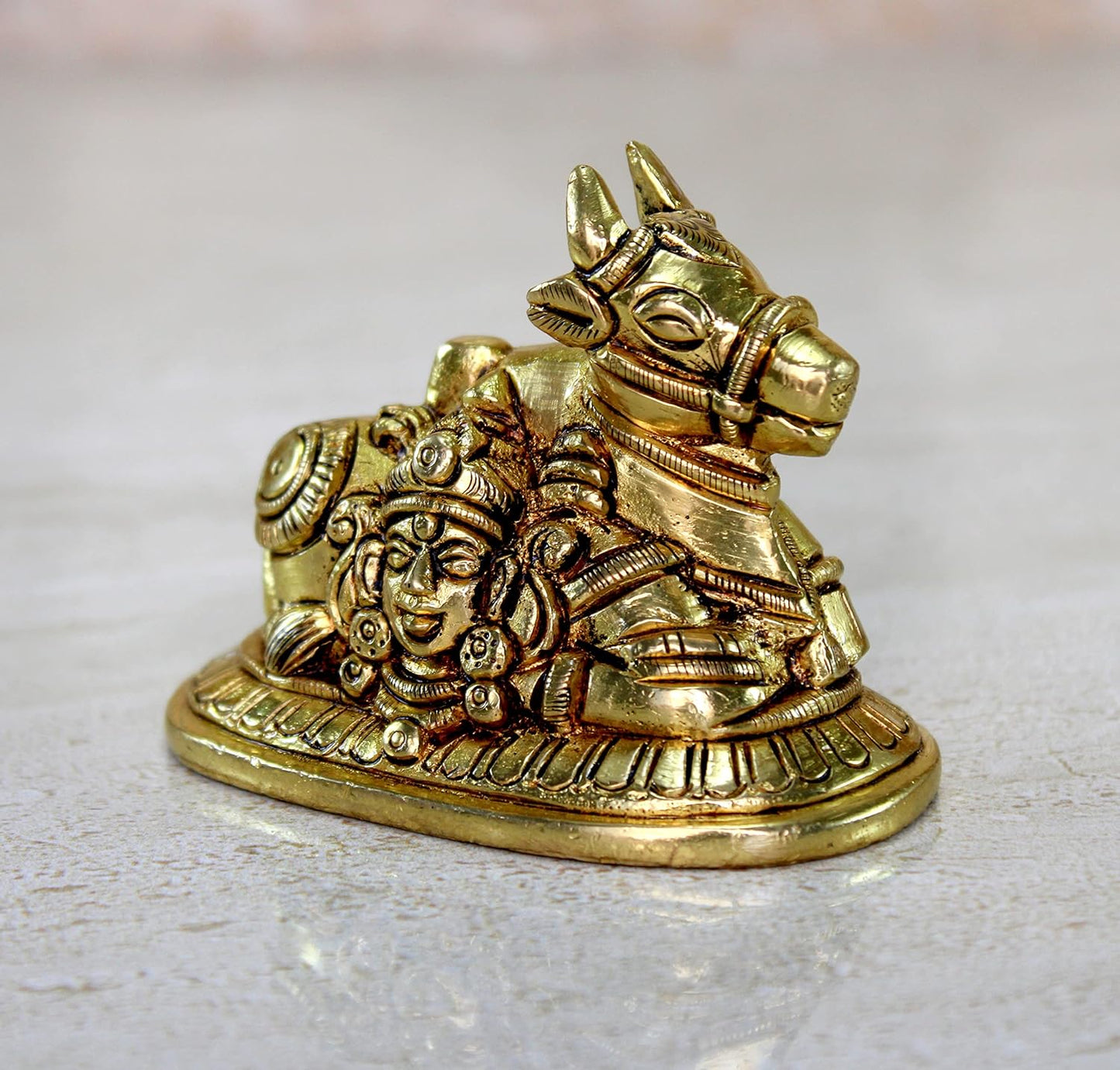 eSplanade Brass Shiva Parvati Pariwar - Shiva Family | Shiva Bholenath Shankar Parvati Ganesh Ganesha Nandi Family Murti Idol Statue Sculpture - Small Size - 2.25" inches