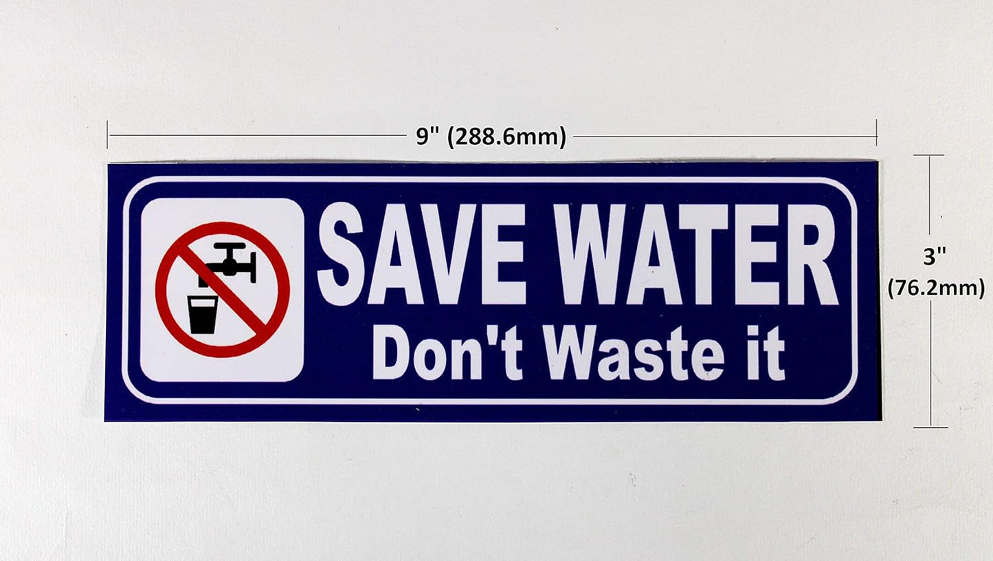 eSplanade Save Water Sign Sticker Decal - Easy to Mount Weather Resistant Long Lasting Ink Size (9" x 3")