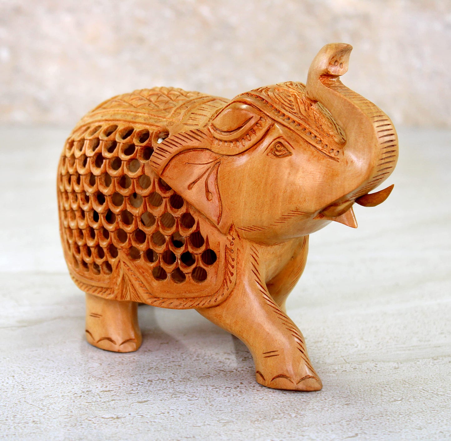 eSplanade Wooden Elephant Sculpture or Showpiece Baby Inside Mother's Tummy Feng Shui Vastu Brings Goodluck Home Decor (Large)